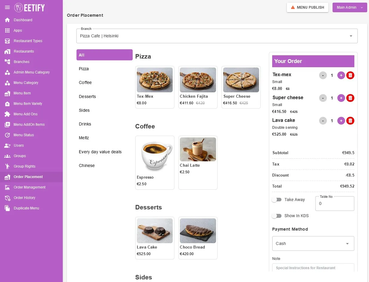 Eetify Dashboard